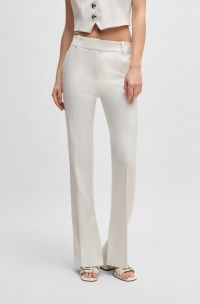Slim-Fit Hose aus schimmerndem Gewebe, Weiß