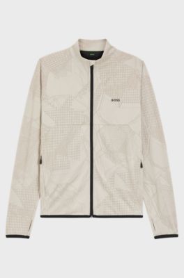 Active zip-up sweatshirt with dynamic jacquard pattern, Light Beige