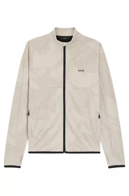 Active zip-up sweatshirt with dynamic jacquard pattern