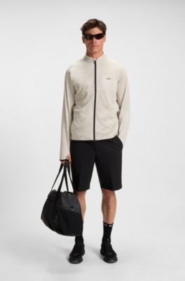 Active zip-up sweatshirt with dynamic jacquard pattern, Light Beige