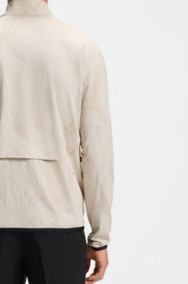 Active zip-up sweatshirt with dynamic jacquard pattern, Light Beige