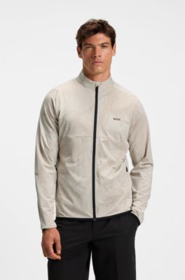 Active zip-up sweatshirt with dynamic jacquard pattern, Light Beige