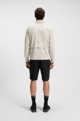 Active zip-up sweatshirt with dynamic jacquard pattern, Light Beige