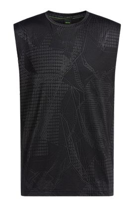 Camiseta activa sin mangas en tejido elástico en jacquard