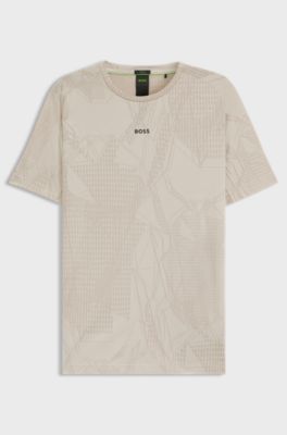 Active jacquard-pattern T-shirt with moisture management, Light Beige