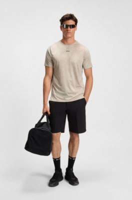 Active jacquard-pattern T-shirt with moisture management, Light Beige