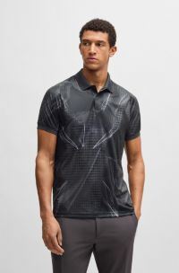 Actieve Paddy polo met grafische print en uv-bescherming, Zwart