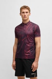 Polo actif Paddy à imprimé graphique et protection anti-UV, Rouge sombre