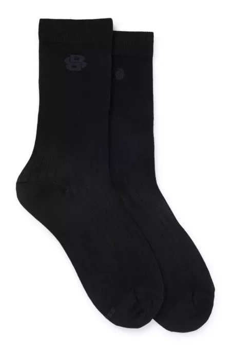 Two-pack of regular-length socks with monograms
