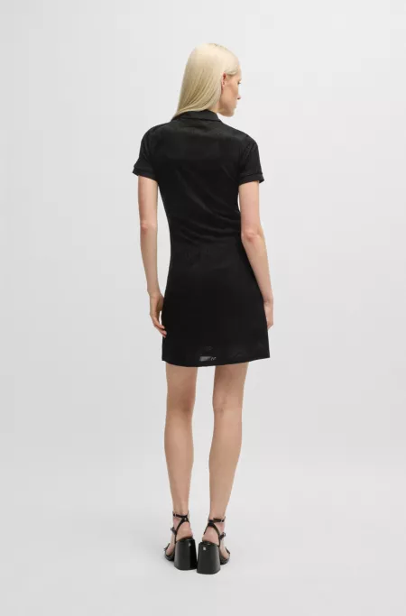 Jacquard-knit dress with logo-zip placket