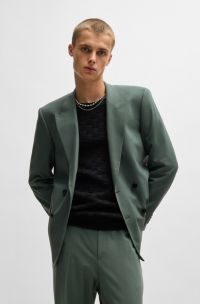 Slim-fit colbert van stretchpopeline van een wolmix, Groen