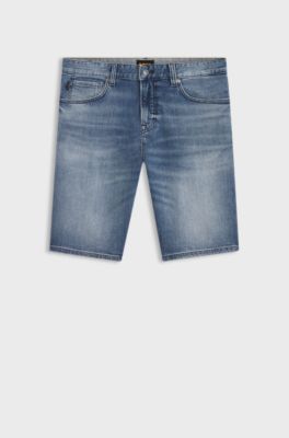 Maine shorts in blue comfort-stretch denim, Blue