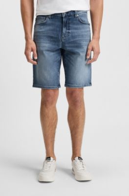 Maine shorts in blue comfort-stretch denim, Blue