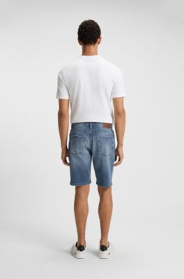 Maine shorts in blue comfort-stretch denim, Blue