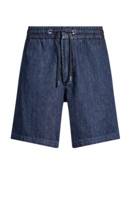 Relaxed-fit shorts in dark-blue denim, Dark Blue