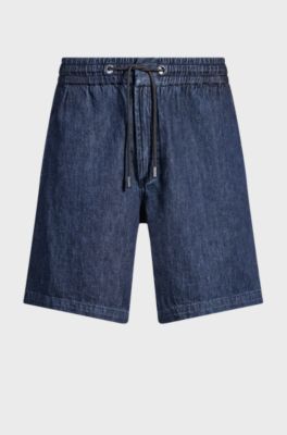Relaxed-fit shorts in dark-blue denim, Dark Blue