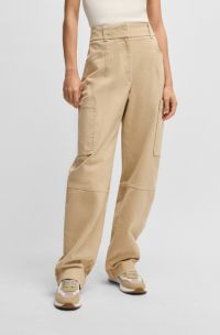 Relaxed-fit twill broek van stretchkatoen, Beige