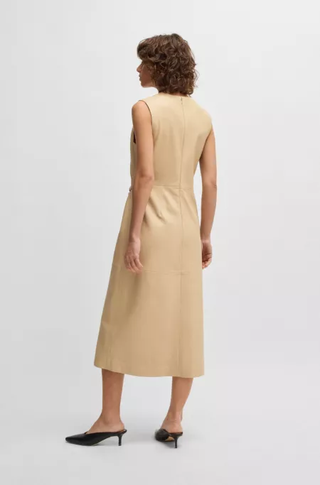 Wrap-front shift dress in leather