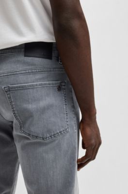 Maine regular-fit jeans in grey soft-motion denim, Grey