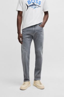 Maine regular-fit jeans in grey soft-motion denim, Grey
