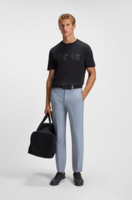 Cotton-jersey T-shirt with logo print, Dark Blue