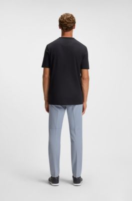 Cotton-jersey T-shirt with logo print, Dark Blue