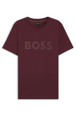 Cotton-jersey T-shirt with logo print, Dark Red