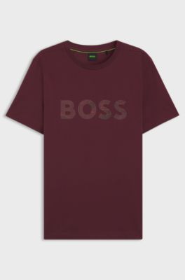 Cotton-jersey T-shirt with logo print, Dark Red