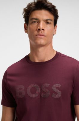 Cotton-jersey T-shirt with logo print, Dark Red