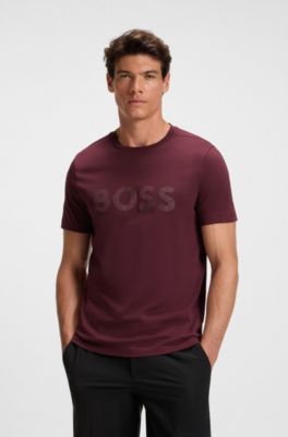 Cotton-jersey T-shirt with logo print, Dark Red