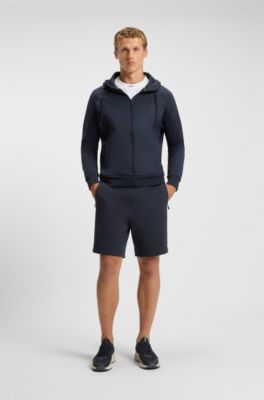 Stretch-cotton T-shirt with logo collar, White