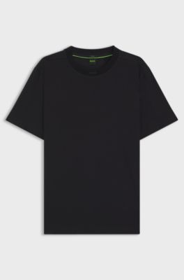 Stretch-cotton T-shirt with logo collar, Dark Blue