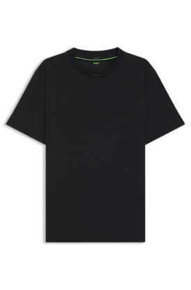 Stretch-cotton T-shirt with logo collar