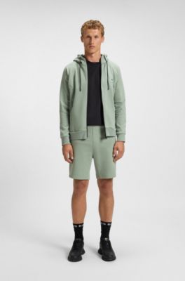 Stretch-cotton T-shirt with logo collar, Dark Blue