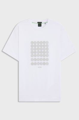Interlock-cotton T-shirt with circle artwork, White