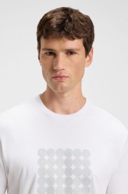 Interlock-cotton T-shirt with circle artwork, White