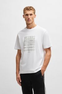 Interlock-cotton T-shirt with circle artwork, White