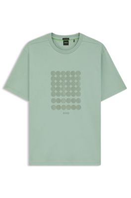 Interlock-cotton T-shirt with circle artwork, Light Green
