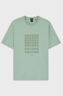 Interlock-cotton T-shirt with circle artwork, Light Green
