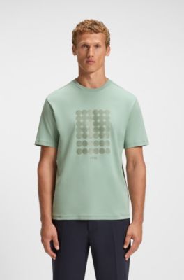 Interlock-cotton T-shirt with circle artwork, Light Green