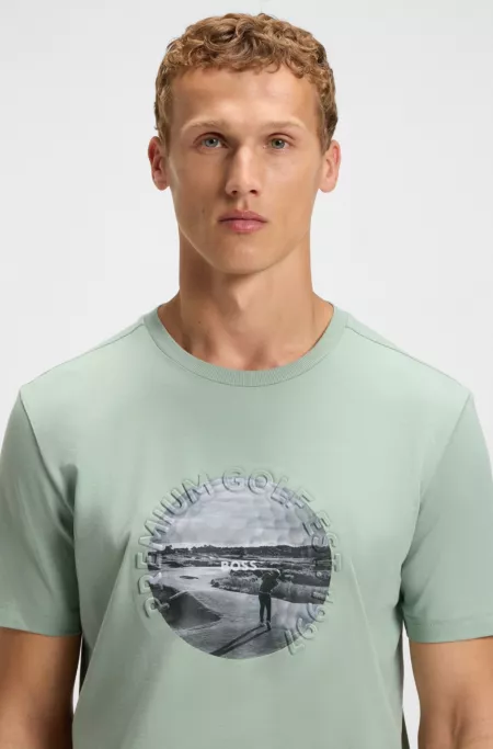 Stretch-cotton T-shirt with golf artwork