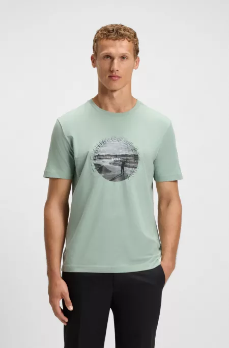 Stretch-cotton T-shirt with golf artwork