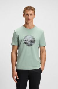 T-shirt en coton stretch à motif golf, Chaux