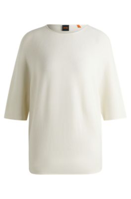 Pull sans coutures en maille structur&eacute;e, Blanc