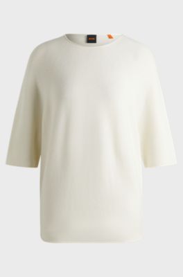 Seamless sweater in a structured knit, White