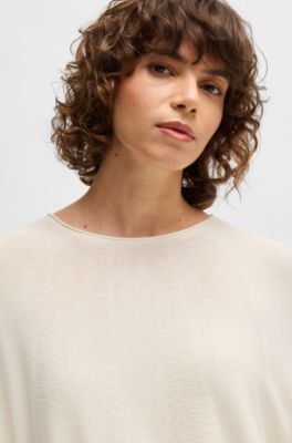 Pull sans coutures en maille structur&eacute;e, Blanc