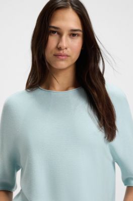 Seamless sweater in a structured knit, Light Blue