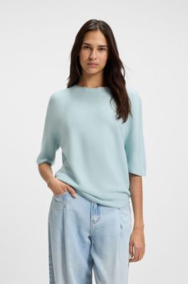 Seamless sweater in a structured knit, Light Blue