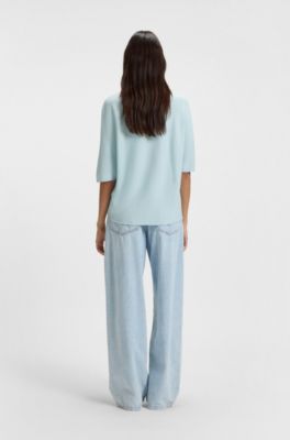 Seamless sweater in a structured knit, Light Blue