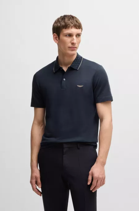 BOSS x ASTON MARTIN polo shirt in cotton, linen and silk